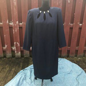 Vintage Navy Blue Dress with Rhinestones